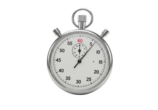 Isolated Classic Silver Chronometer with Stop Button
