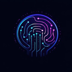 Glowing AI Brain Circuitry Concept Illustration on Dark Backdrop for Modern Technology Design Projects