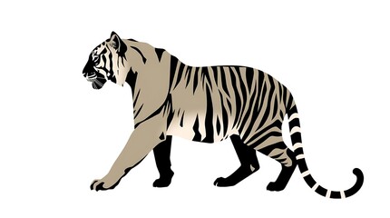 Fototapeta premium Regal Tiger Walking - Striped Wild Cat Nature Illustration