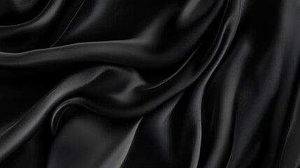 Fototapeta premium Black silk fabric texture background for luxury design, elegant clothing, fashion industry, home decor, rich textiles, smooth material, storytelling visuals.