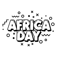 Bold, stylized text "AFRICA DAY" in a comic sans-serif font with graphic elements.  Suitable for advertising or editorial content related to Africa Day.
