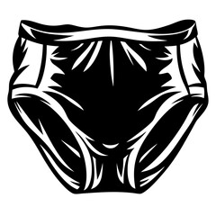 Black and White Graphic Illustration of Men's Underwear with Simple Lines