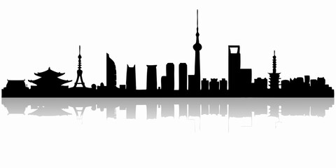Obraz premium Tokyo, Japan Skyline Silhouette – Iconic Cityscape in Black and White