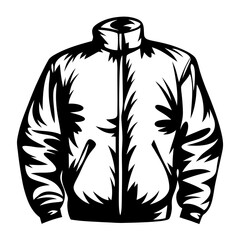 Black and White Vector Illustration of a Classic Padded Jacket Design