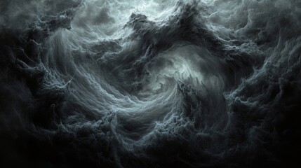 Dark Grey Swirling Waves Abstract Digital Art