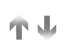 Up and down icon sign vector. up and down arrows icon vector with halftone style. Upward, downward arrows isolated on white background.