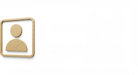 Abstract 3D Render of a Beige User Icon in a Frame on White Background Minimalist Design Concept