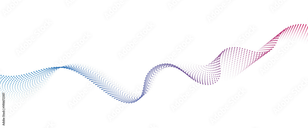 Fototapete flowing dot wave halftone gradient pattern on transparent background