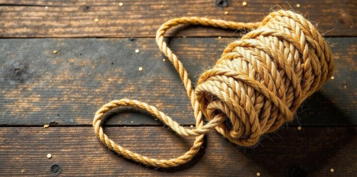Rustic twine skein, burlap texture Natural fiber, knot, craft , material, detail, beige