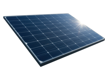 Isolated Blue Solar Panel with Sun Reflection