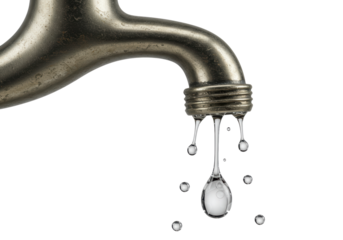 Isolated Old Leaky Faucet with Water Droplets