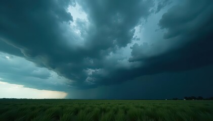 Obraz premium Heavy, dark grey storm clouds gather ominously , impending storm, intense