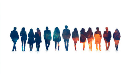 A minimalist icon-style image depicting a group of people on a clean white background.  Generative AI