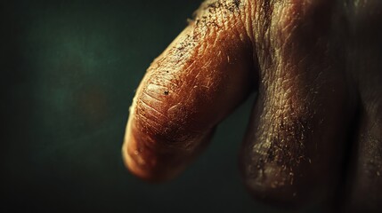 Naklejka premium Examining Dirty Human Hand Close-up Showing Hard Work and Perseverance