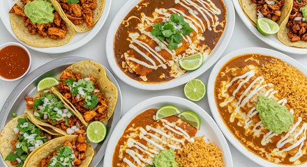 Mexican food on a White Background Mexican