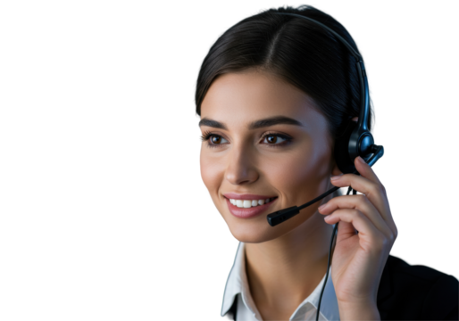 Isolated Smiling Woman with Headset