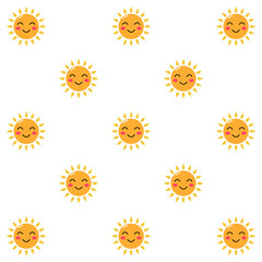 Cute pattern with a funny sun for children's clothes and textiles