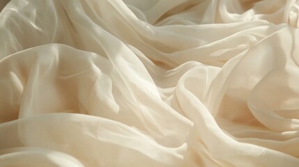 Fototapeta premium Cream-Colored Fabric Drape with Subtle Lace Detail