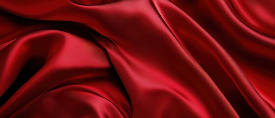 Obraz premium Red silk fabric texture background for luxury design, elegant decor, fashion, wedding, photography, and textile industry showcasing smooth draping details.