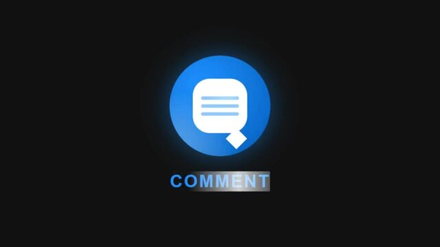 Animated Comment Button with Shimmering Effects | Comment Button Animation Social Media Motion Graphic Elements 