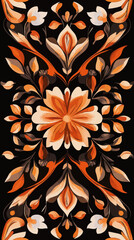 Indonesian Floral Batik Vector Pattern with Minimalist Symmetrical Design