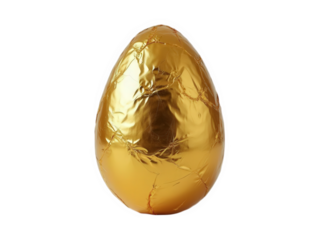 A golden egg on black space isolated over png transparent background