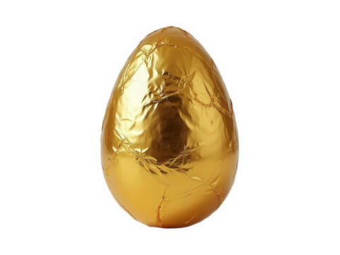 A golden egg on black space isolated over png transparent background