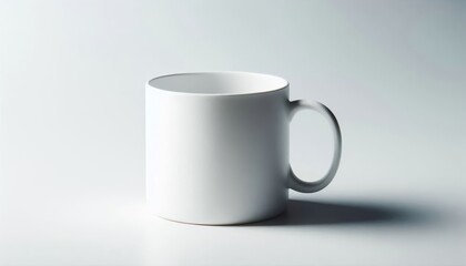 Obraz premium White Mug Mockup - White Cup for Branding and Logo Placement - Product Design for Identity - White Drink Cup in Studio Environment - Background for Promotional Material - Mock-up for Presentation