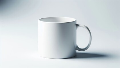Obraz premium White Mug Mockup - White Cup for Branding and Logo Placement - Product Design for Identity - White Drink Cup in Studio Environment - Background for Promotional Material - Mock-up for Presentation