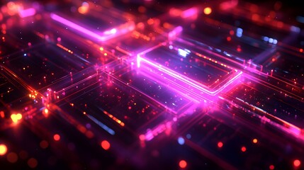Naklejka premium Abstract digital network system glowing with vibrant colors.