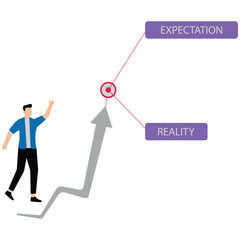 Expectations vs reality concept with business graphs