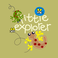 Cute cartoon animal gecko , Flat Vector Illustration