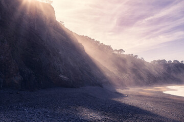 haze. The mist and the sun create an atmosphere