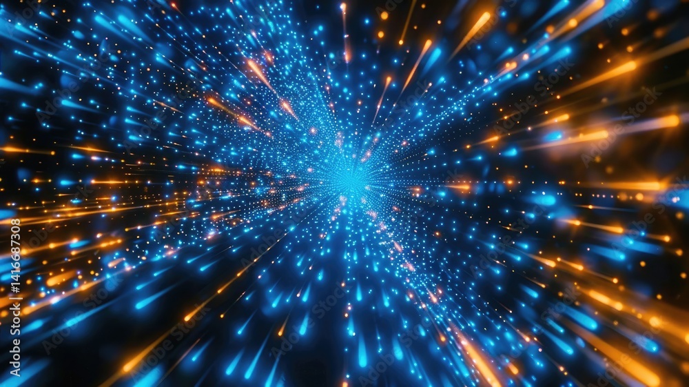 Poster abstract picture of digital particle with digital technology style design connecting become dynamic 
