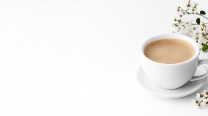 Simple coffee cup with flowers