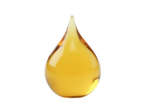 A single drop of gold oil isolated over png transparent background
