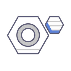 Hex Nut Icon Representing Mechanical Fastening and Industrial Assembly