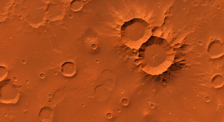 Aerial Martian Landscape View of Red Planet Surface Craters Plains and Rocky Terrain Geology Formation