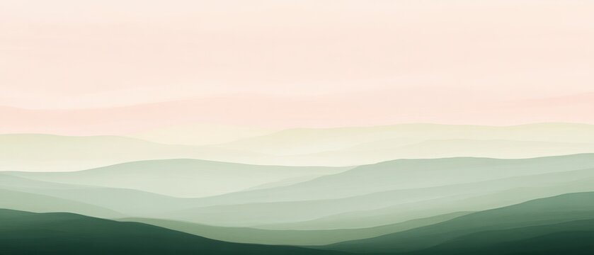 Mountain landscape with soft pastel colors and misty hills creating a serene and calming atmosphere for nature and relaxation backgrounds.