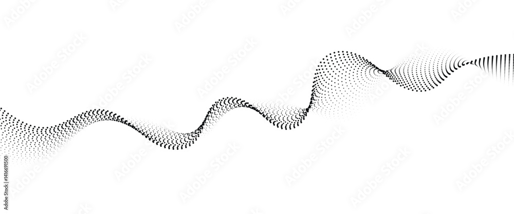 Fototapete flowing dot wave halftone gradient pattern on transparent background