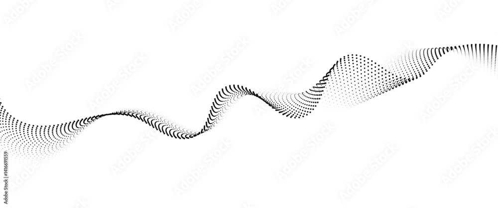 Fototapete flowing dot wave halftone gradient pattern on transparent background