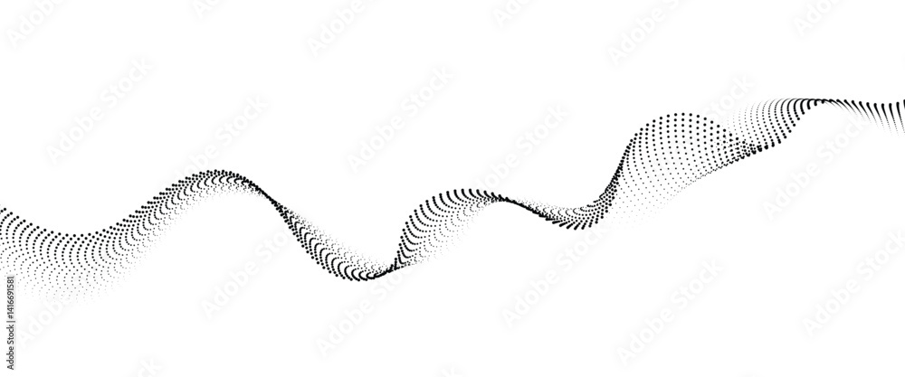 Fototapete flowing dot wave halftone gradient pattern on transparent background