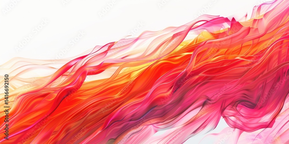 Poster flowing abstract pattern with pink and orange gradients. digital artwork of red and orange cibrant c
