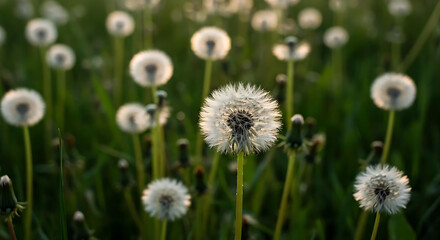 White Dandelion, High-resolution macro photograph of a delicate white dandelion seed head isolated on a soft, neutral background. natural beauty of the dandelion puffball