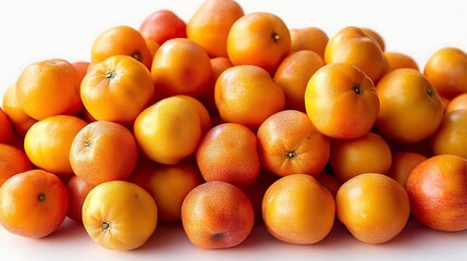Pile Of Fresh Oranges On White Background Close Up Still Life