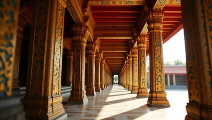 Explore the breathtaking Vesak temple decorations showcasing intricate architecture and artistic details, perfect for cultural reverence in photo stock concepts.