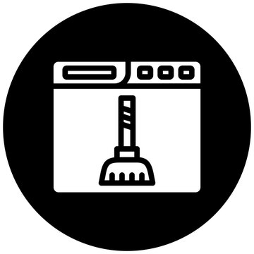 white broom inside black browser window clip art preview