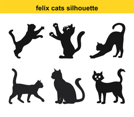 Obraz premium Diverse Cat Silhouettes Collection Playful Feline Poses Vector Design Elements