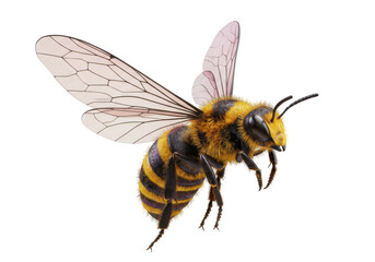 Isolated Detailed Honey Bee in Flight