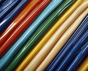 Vibrant, glossy, colored strips of flexible material.